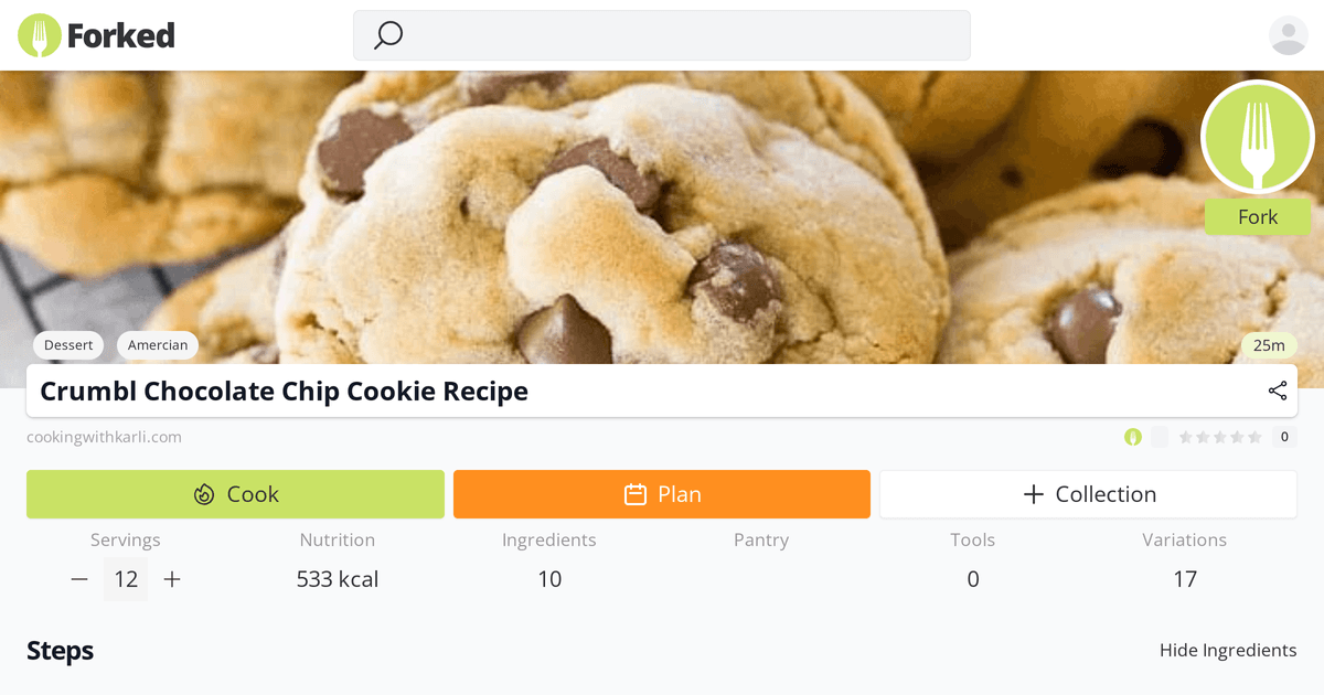 Crumbl Chocolate Chip Cookie Recipe Forked