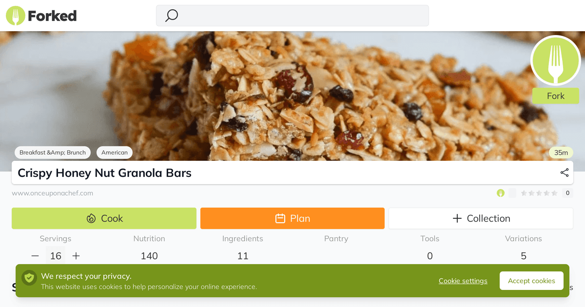 Crispy Honey Nut Granola Bars Forked